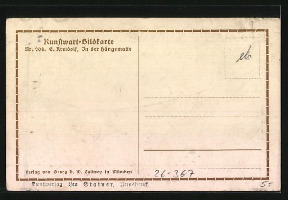 Cartoline postali: Ernst Kreidolf: In der Hängematte, Moti – Usato da Berlin venduto da bartko-reher 1