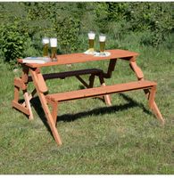 + Holzbank Tisch Sitzgarnitur - Picknickbank - Kombibank