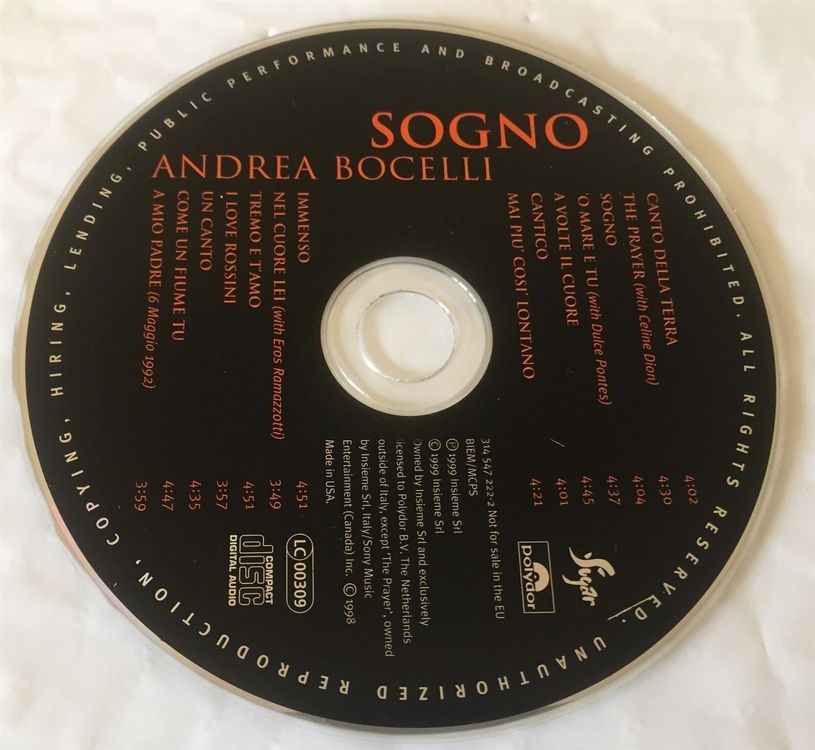 Andrea Bocelli Sogno CD Kaufen auf Ricardo