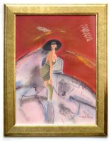 Pin-up Girl sign. Frau m. Strapsen erotisch Erotik