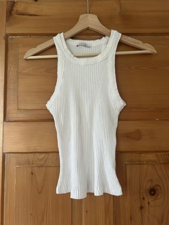 Zara Top, Rippenstruktur, Weiss, Grösse S, Sommer Must-Have
