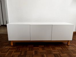 Weisses Sideboard mit Holzfüssen - Top Zustand!