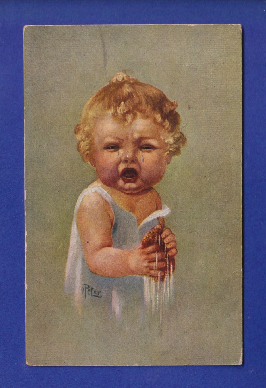 Cartoline postali: ENFANT - Bébé qui pleur par Peter – Usato da Pully venduto da nicecards-shop