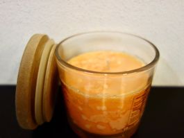 Duftkerze im Glas Deckel aus Holz SWEET ORANGE Kerze Duft