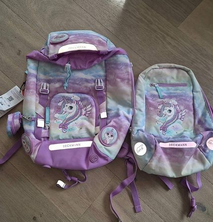 Beckmann Unicorn Rucksack Set Persefarben für die Schule