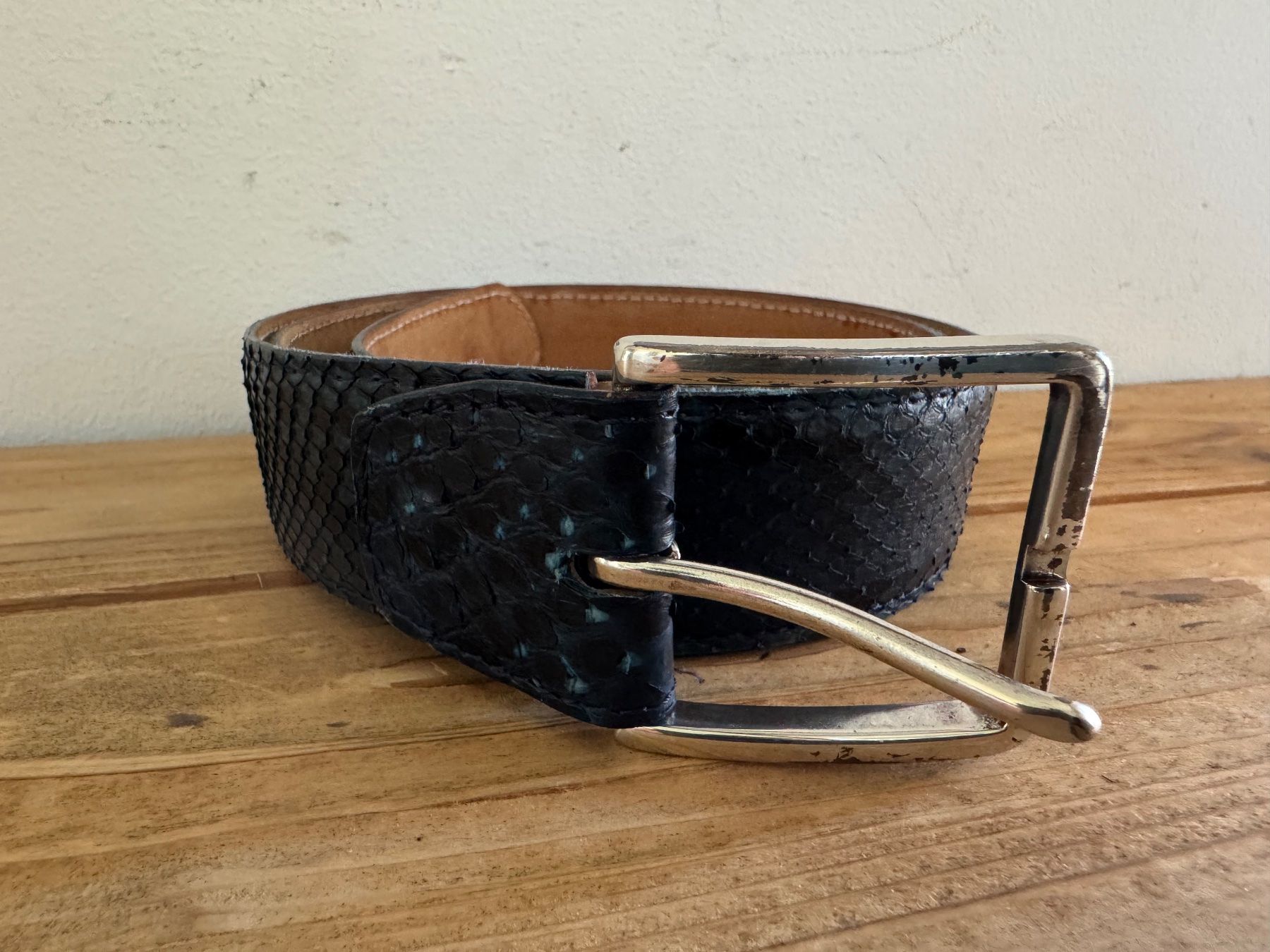 Cinture: Buckles Belts Python Ledergürtel, Dunkelblau 101 wie NEU – Nuovo (secondo la descrizione) da Meiringen venduto da luanik