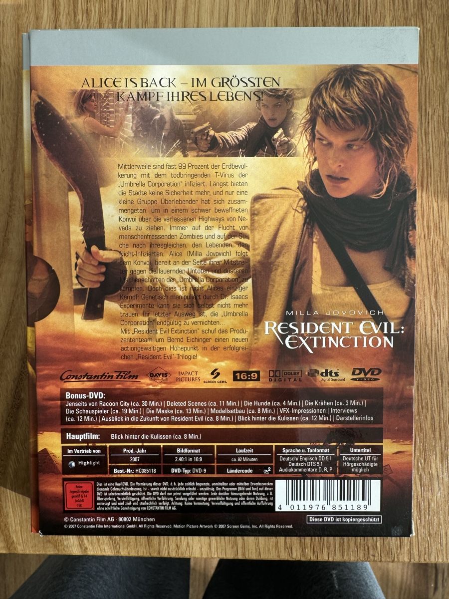 Tutti i DVDs: Resident Evil Extinction DVD Premium Edition 2 Discs Horror – Usato da Muhen venduto da Kusi_ 1