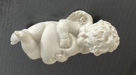 Engel mit Herz Figur Ton Devotionalie Deko Grabschmuck