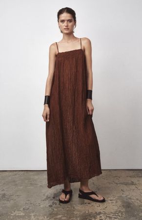 Sommerkleid - Braune Ramie-Mischung, M