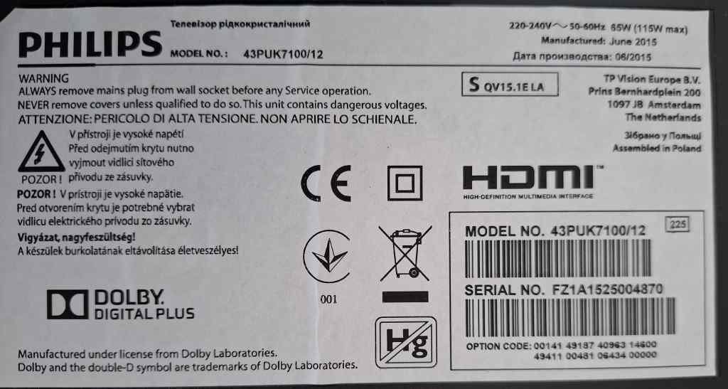 Philips Fernseher: philips 43puk7100/12 – Gebraucht aus Bellikon von jost83 2