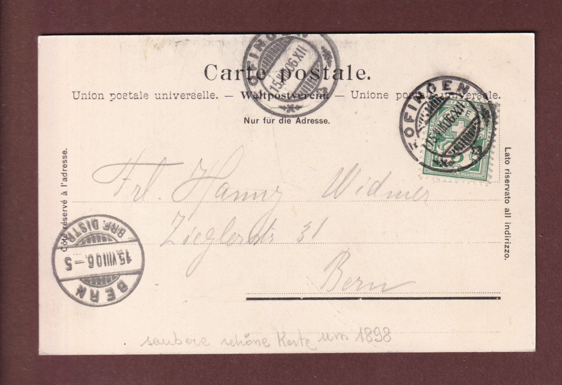 Ansichtskarten: ZOFINGEN - Kirche - 1906 – Gebraucht aus Pully von nicecards-shop 1