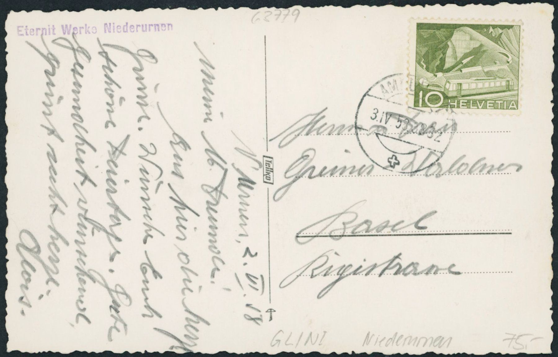 Cartoline postali: GL Niederurnen – Usato da Schindellegi venduto da leecollect 1