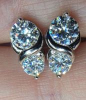 Boucles d'oreille argent diamants de moissanite de 1,2 ct
