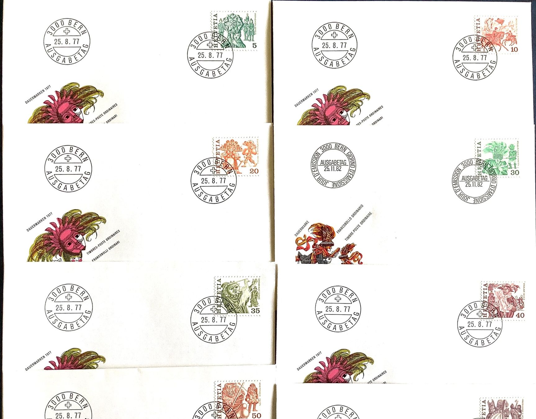 Tutti i francobolli: 1977- 84 - Volksbräuche Sätze im Einzel FDC – Nuovo (secondo la descrizione) da Liestal venduto da Skunk02 1