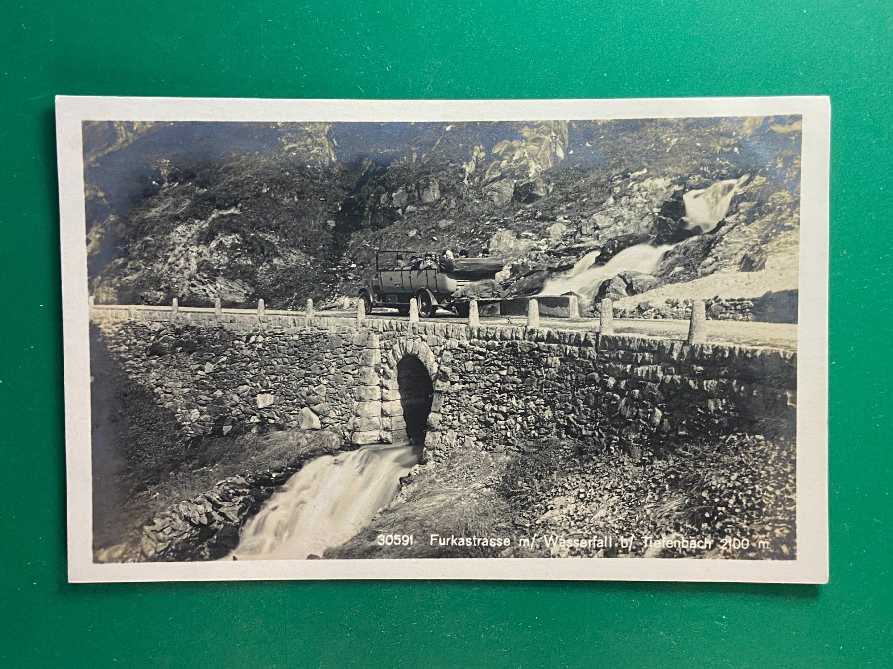 Ansichtskarten: Furkastrasse mit Wasserfall bei Tiefenbach – Gebraucht aus Steg VS von danwer74