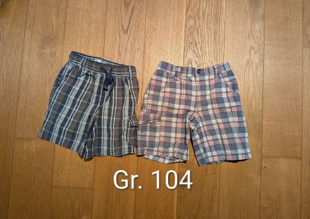 Set: 2x Coole Sommer-Shorts / Kurze Hosen | Gr. 104 | Karier
