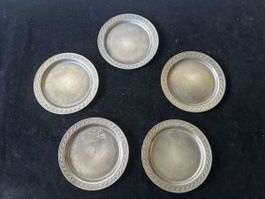 5x Untersetzer Zinn Weber-Zinn 10cm Durchmesser Set Vintage 