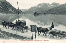 Silsersee  GR  -  POST- und Fuhrkutsche  mit Piz Corvatsch