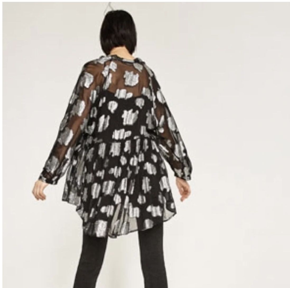 Zara Vestiti: Zara Black & Silver Sparkle Sheer Tunic - Size Medium – Nuovo (secondo la descrizione) da Worblaufen venduto da ble_8s65 2