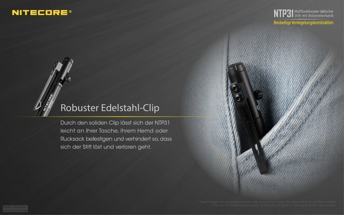 Penna & Evidenziatori: Tactical Pen NiteCore NTP31 aus Alu – Nuovo e nell'imballaggio originale da Grüningen venduto da Prolumin 7