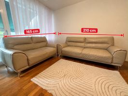 Zwei Ledersofas beige gebraucht