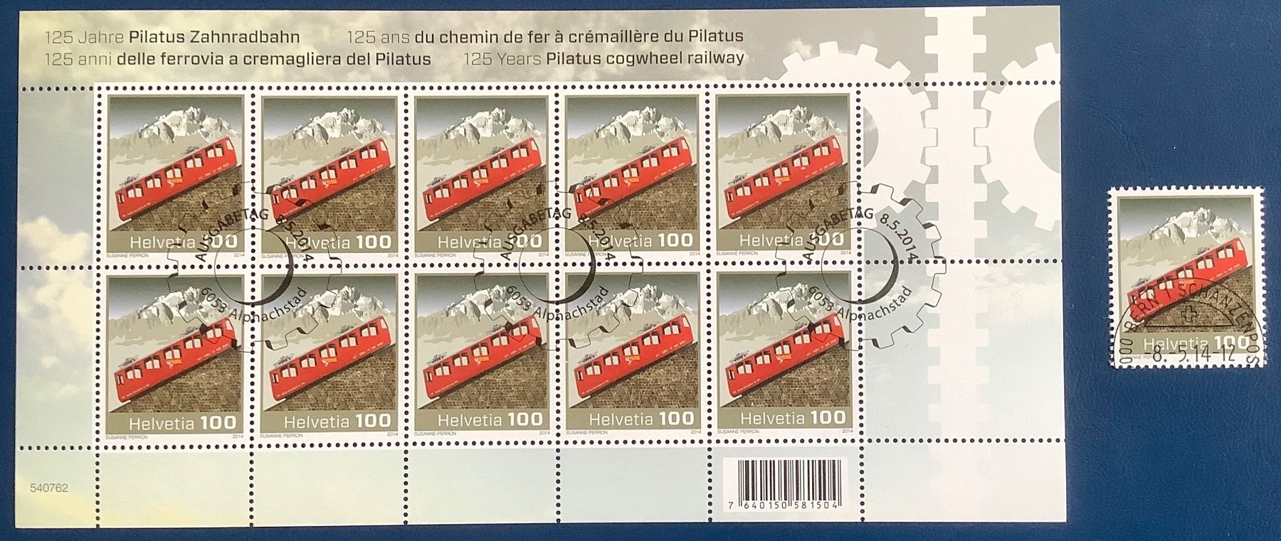 Tutti i francobolli: 2014 Schweiz - Pilatus Bahn Kleinbogen ET + Einzel – Nuovo (secondo la descrizione) da Liestal venduto da Skunk02