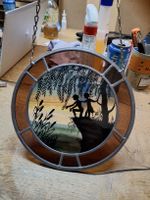 Glasbild rund mit Motiv hängend guter Zustand (T3)