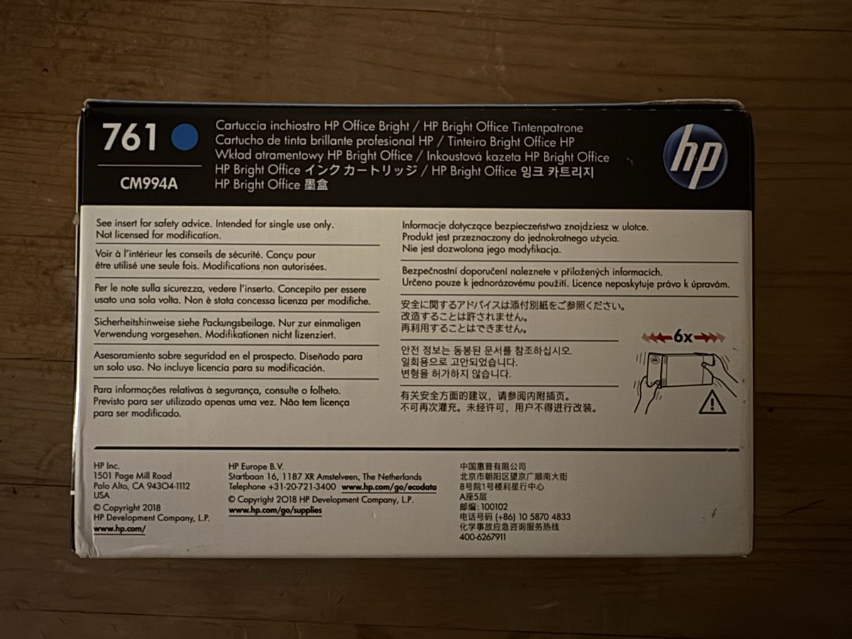 Hewlett Packard Cartucce per stampanti & toner: hp DesignJet 761 Cyan – Nuovo e nell'imballaggio originale da Dietikon venduto da c.froehlich 1