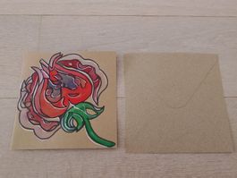 Handgemachte Bei mir Karte mit Umschlag - 15 cm X 15 cm.