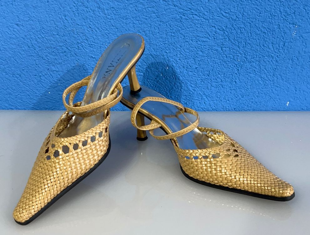 CHATTAWAK Damen Sandale Mit Kleinem Absatz - Beige, Größe 38, Innensohle Aus Leder
