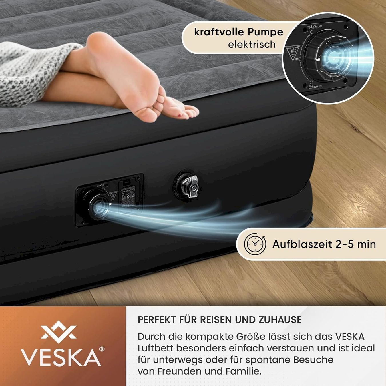 Tappetini fitness: VESKA Einzel Luftbett Anthrazit/Grau – Nuovo e nell'imballaggio originale da Bottighofen venduto da zaap 3