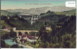 St. Gallen - Die Sitter-Viadukte mit Säntisgebirge mit Dampf