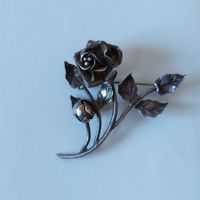 Brosche Rose Silber 925 Vintage gebraucht