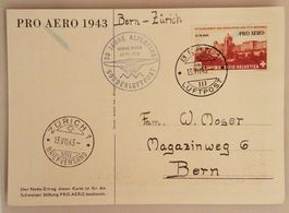 B86) 1943, Flugpostkarte Bern - Zürich mit Sonderstempel