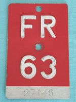 Fahrradnummer Velonummer FR 63