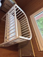 Beistellbett, gebraucht, weiss, mit Matratze abzugeben!