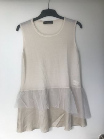 Fabiana Filippi Top Cashmere Seide Tüll Creme Gr. M