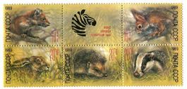 Briefmarken Igel, Hase, Dachs, Baummarder Eichhörnchen UdSSR