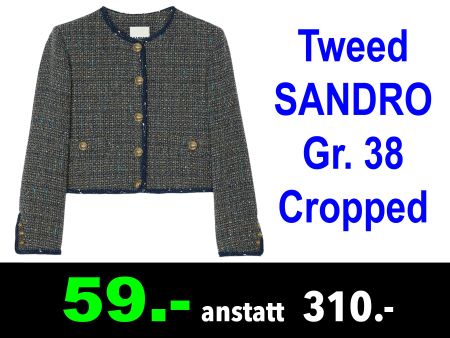 🟢 Tweed Kurzjacke SANDRO Gr. 38 Cropped /040C