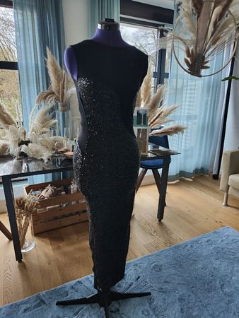 Abendkleid schwarz mit Pailletten lang guter Zustand