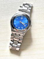 Swatch Swiss Uhr blau Metallarmband mit Datum 