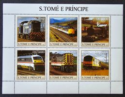 Sao Tome und Principe-Mi 2314-2319 Kbg. ** (2003) Bahnmotive
