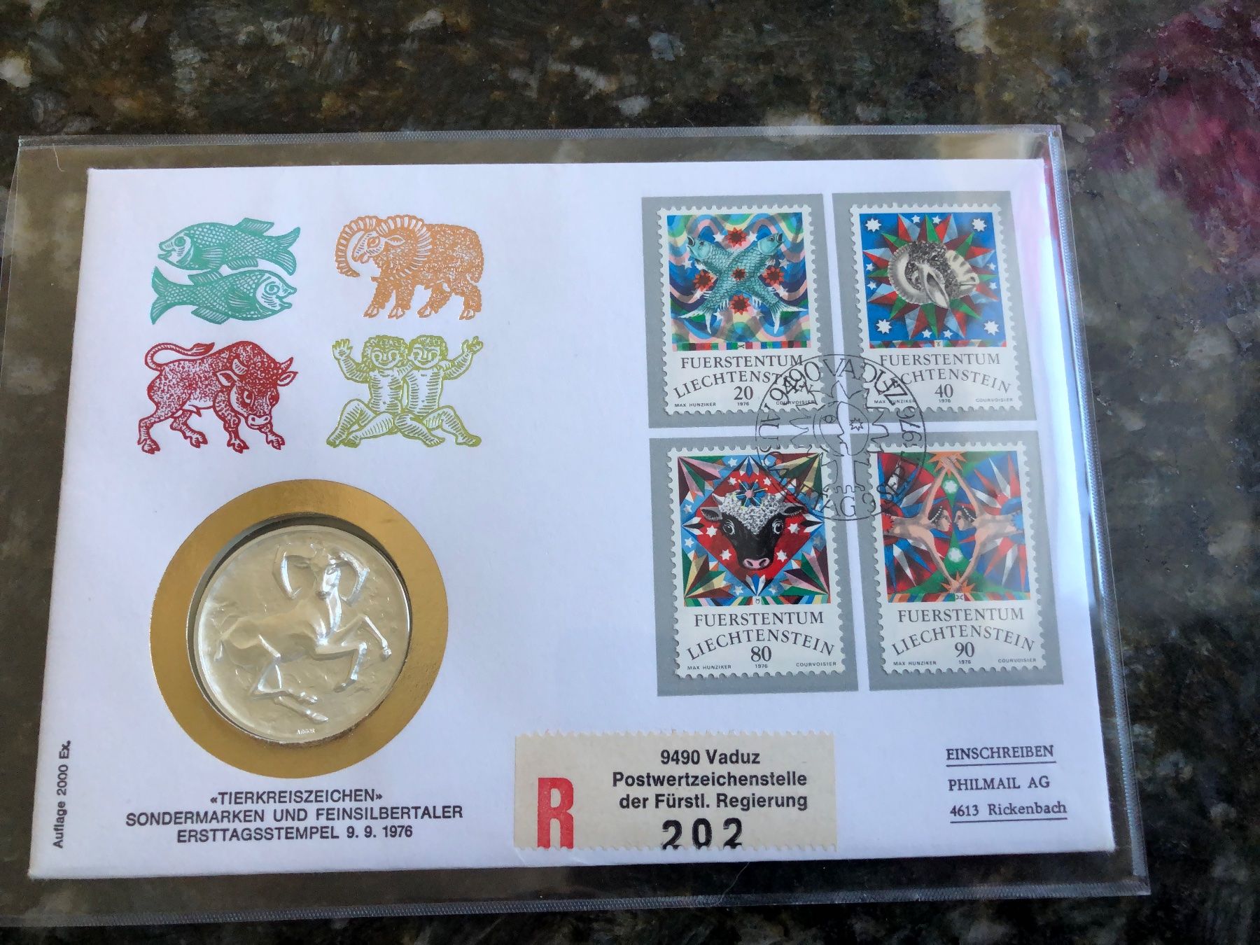Tutti le monete: Münzbrief Horoskop Lichtenstein – Nuovo (secondo la descrizione) da Reichenburg venduto da Strok10
