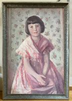 Portrait sur plâtre,  jeune fille, signé, années 40