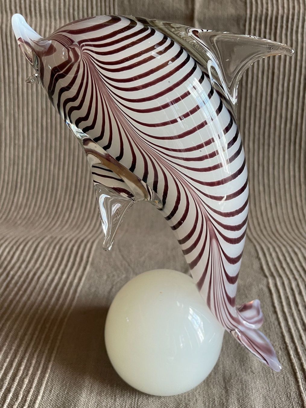 Murano Statuette: Delfin Glas von Murano weiss Zebramuster – Nuovo (secondo la descrizione) da Bern venduto da Chraebu2 3