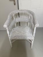 Vintage Rattan Armstuhl in weiss