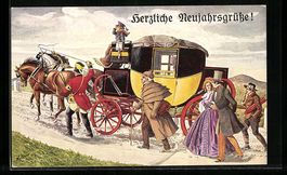 Eilpost mit Bergvorgespann im Jahr 1848