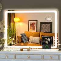 Kosmetikspiegel LED 70 x 50 cm Rund Weiss 3 Lichtmodi