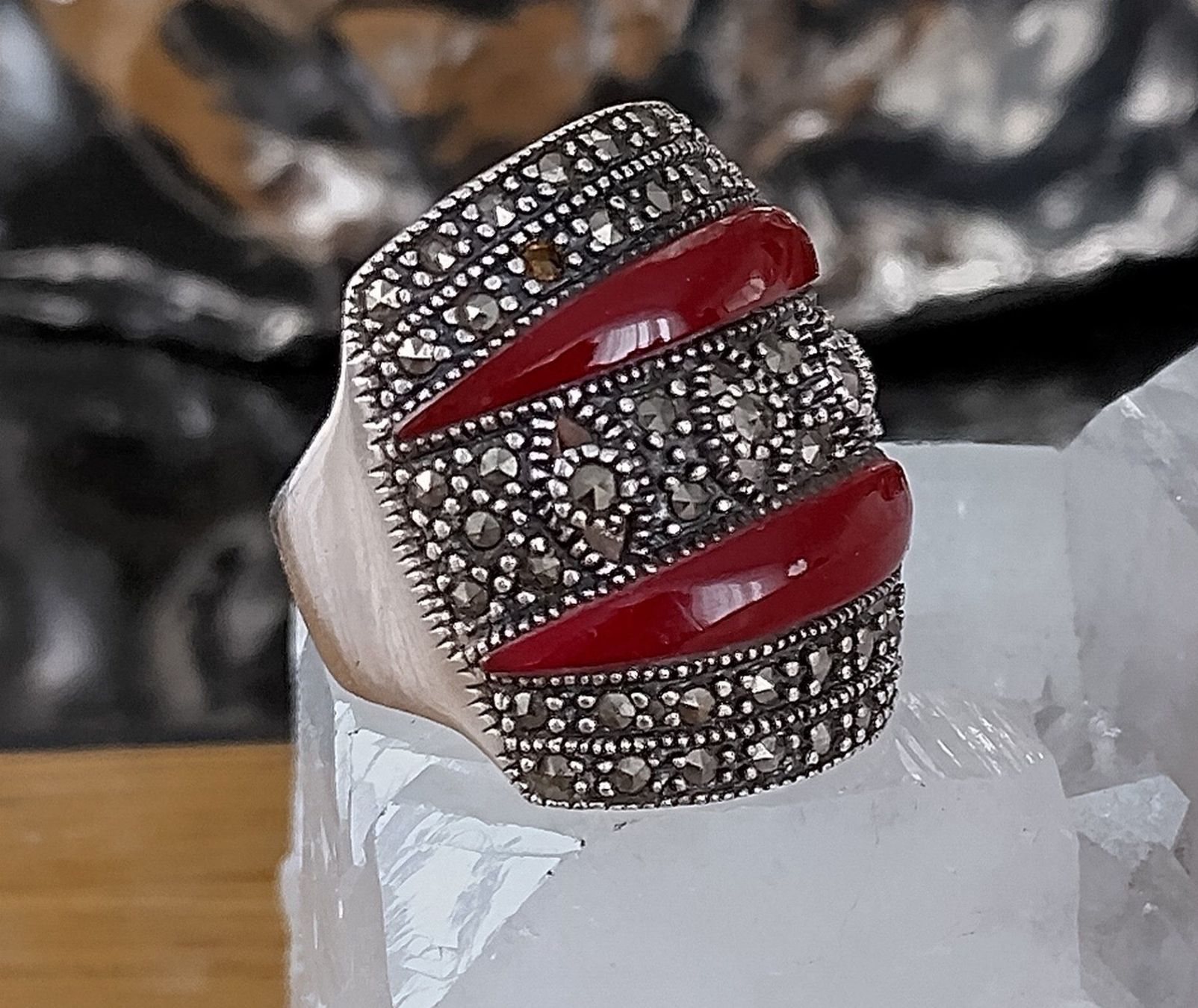 Anelli: MEGA RING MIT MARKASITEN SILBER 925 RUSSISCH – Usato da Romanshorn venduto da Glitzer-Paradies 4