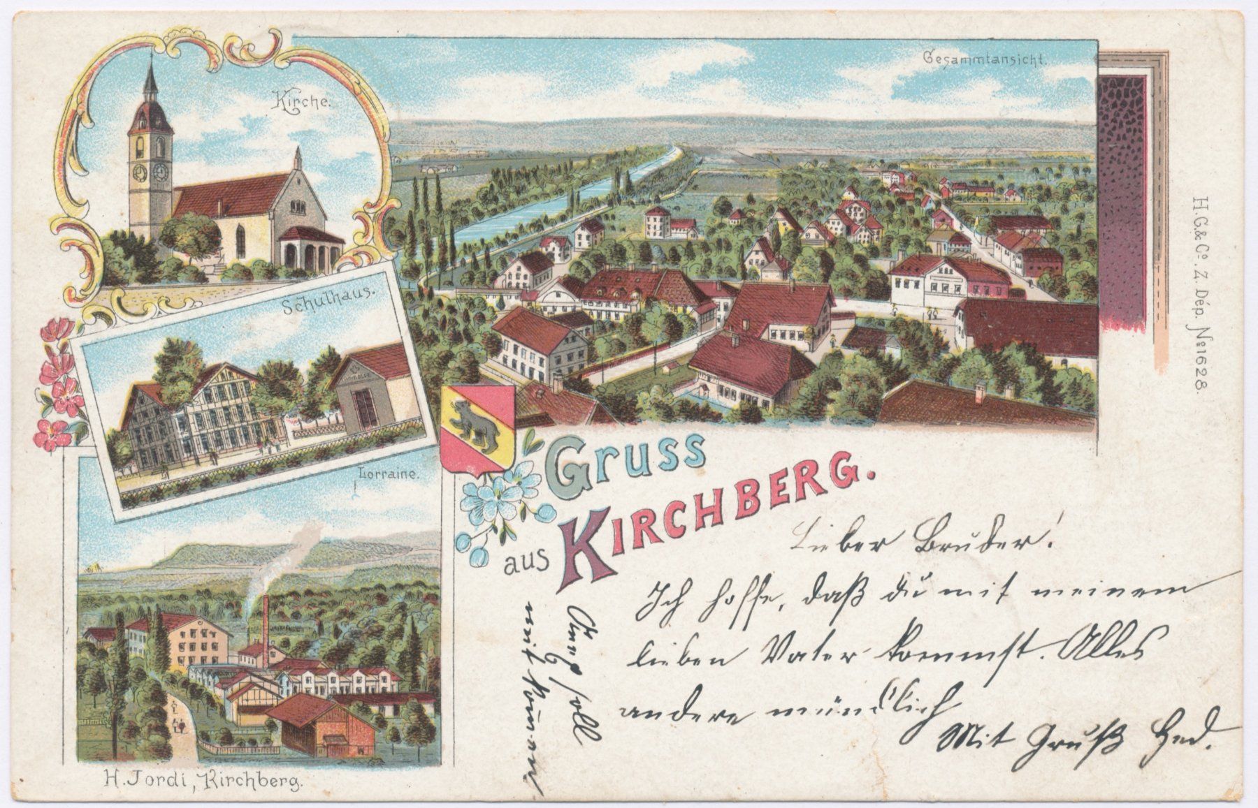 Cartoline postali: Gruss aus Kirchberg Litho 1900 4 Bild – Usato da Lützelflüh-Goldb venduto da fluidum